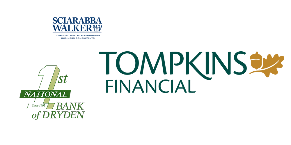 logos of 1st national bank in dryden, tompkins financial.